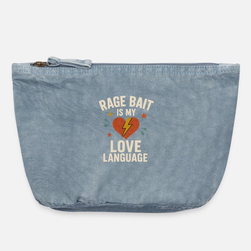 Rage Bait Love Language, Funny Saying  - Vintage Zip Pouch 18 x 21 cm - vintage light blue