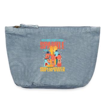 Glanzheld Reinigungs Superpower - Vintage Reißverschluss-Täschchen (18 x 21 cm) - vintage light blue - Vorne