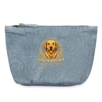 La vie est dorée : Golden Retriever - Pochette zippée vintage 18 x 21 cm - vintage light blue - Devant