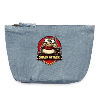 Snack-Attacke Katze mit Popcorn - Vintage Reißverschluss-Täschchen (18 x 21 cm) - vintage light blue - Vorne