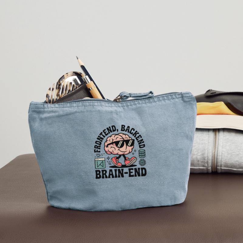 Frontend, Backend, Brain-End | Developer Vintage Zip Pouch 18 x 21 cm