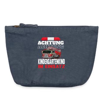 Attention kindergarten in use - Vintage Zip Pouch 18 x 21 cm - vintage denim - Front