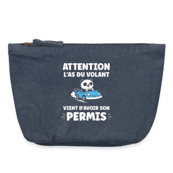 Humour permis de conduire - Pochette zippée vintage 18 x 21 cm - vintage bleu jeans - Devant