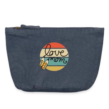 Avec amour maman - Pochette zippée vintage 18 x 21 cm - vintage bleu jeans - Devant