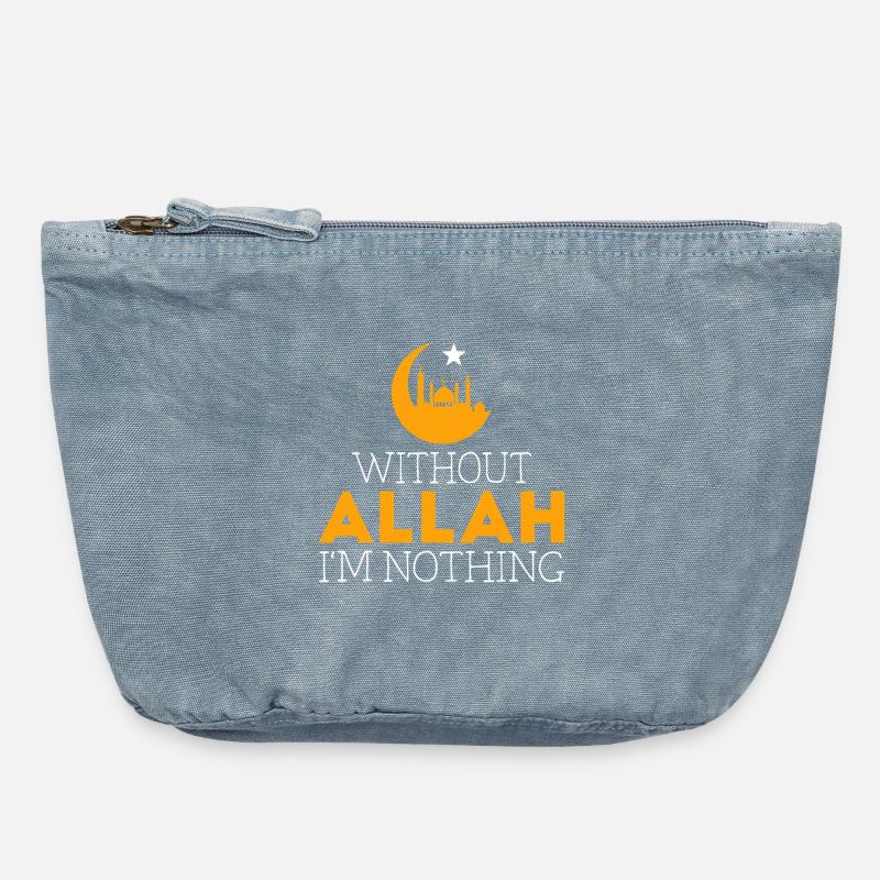Without Allah I'm Nothing Typography - Vintage Zip Pouch 18 x 21 cm - vintage light blue