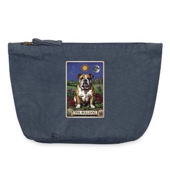 Carte de tarot Bulldog - Pochette zippée vintage 18 x 21 cm - vintage bleu jeans - Devant