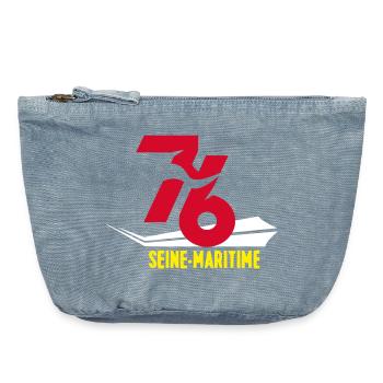Stylized 76 Seine-Maritime emblem - Vintage Zip Pouch 18 x 21 cm - vintage light blue - Front
