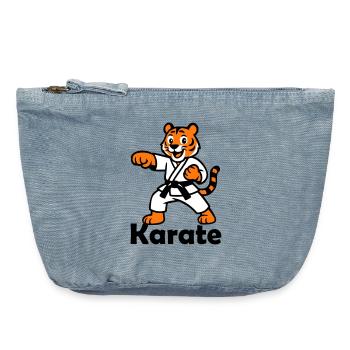 Karate Tiger - Vintage Reißverschluss-Täschchen (18 x 21 cm) - vintage light blue - Vorne