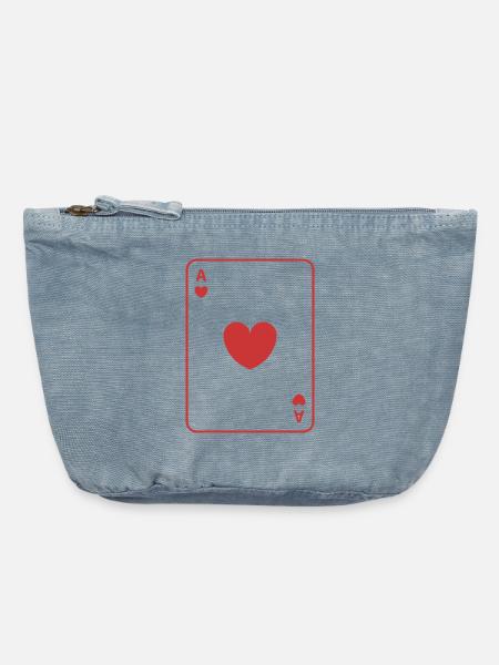 Rotes Herz-Ass - Vintage Reißverschluss-Täschchen (18 x 21 cm) - vintage light blue