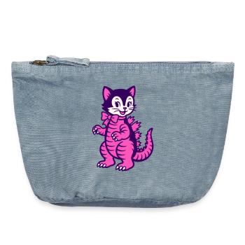Monster Cat - Vintage Reißverschluss-Täschchen (18 x 21 cm) - vintage light blue - Vorne
