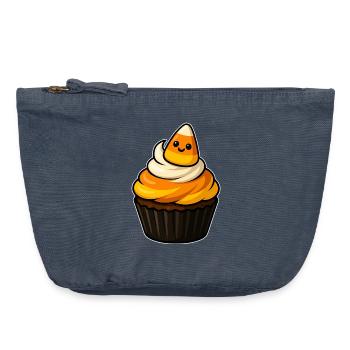 Breloque Cupcake CandyCorn - Pochette zippée vintage 18 x 21 cm - vintage bleu jeans - Devant