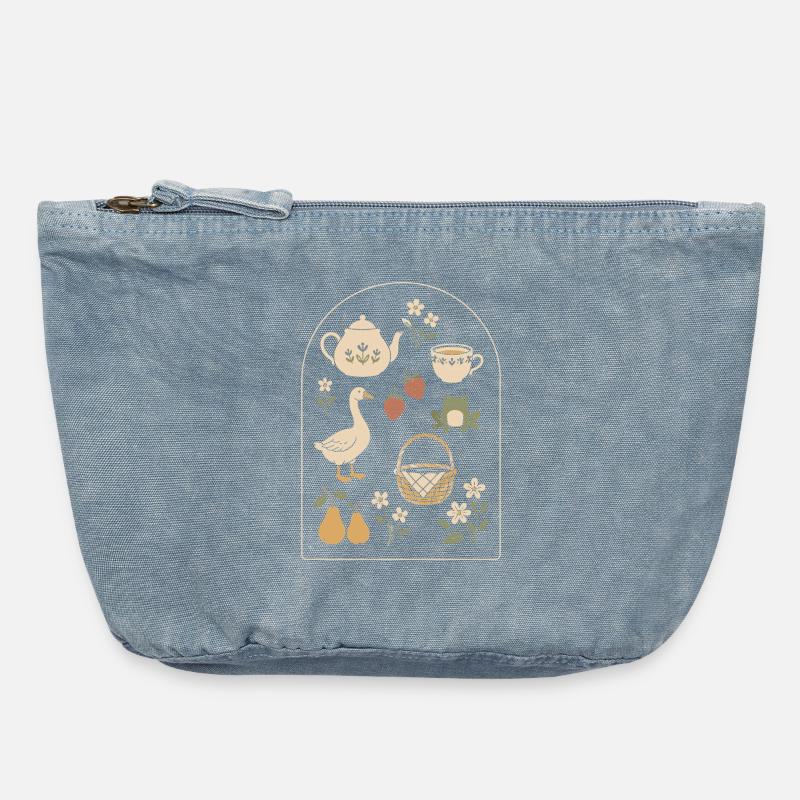 Douceur Champêtre: Natura e Tè Vintage - Pochette vintage con zip 18 x 21 cm - vintage light blue