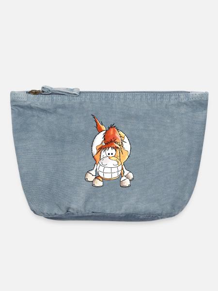 Grinsepferd - Pferd - Pony - Vintage Reißverschluss-Täschchen (18 x 21 cm) - vintage light blue