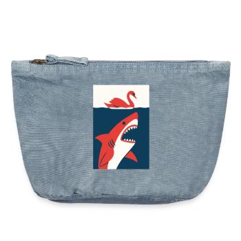 Schwan trifft Hai #2 - Vintage Reißverschluss-Täschchen (18 x 21 cm) - vintage light blue - Vorne