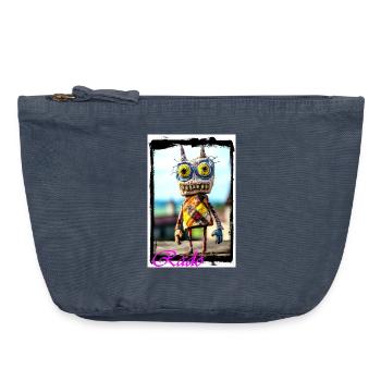 Création artistique de poupée de chiffon King City - Pochette zippée vintage 18 x 21 cm - vintage bleu jeans - Devant