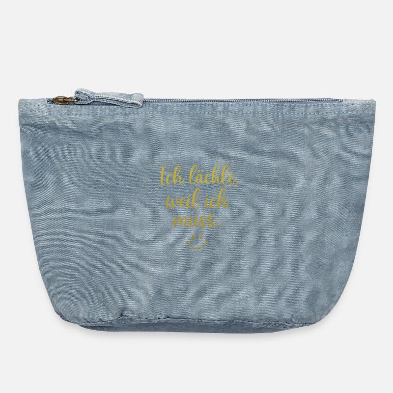 Je ris parce que je dois le faire - Pochette zippée vintage 18 x 21 cm - vintage light blue