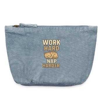 Travailler dur, faire la sieste plus fort - Pochette zippée vintage 18 x 21 cm - vintage light blue - Devant