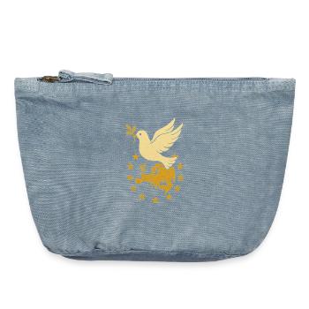 „Europa & Friedenstaube“ – Einheit in Vielfalt - Vintage Reißverschluss-Täschchen (18 x 21 cm) - vintage light blue - Vorne