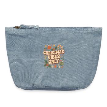 Nur weihnachtliche Vibes - Vintage Reißverschluss-Täschchen (18 x 21 cm) - vintage light blue - Vorne