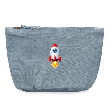 Design rétro Rocket joyeux - Pochette zippée vintage 18 x 21 cm - vintage light blue - Devant