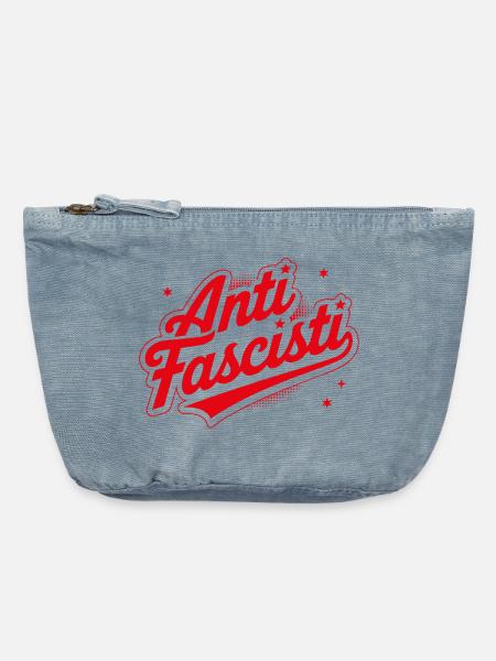 SIAMO TUTTI ANTIFASCHISTISCH! 🏴 - Vintage Reißverschluss-Täschchen (18 x 21 cm) - vintage light blue