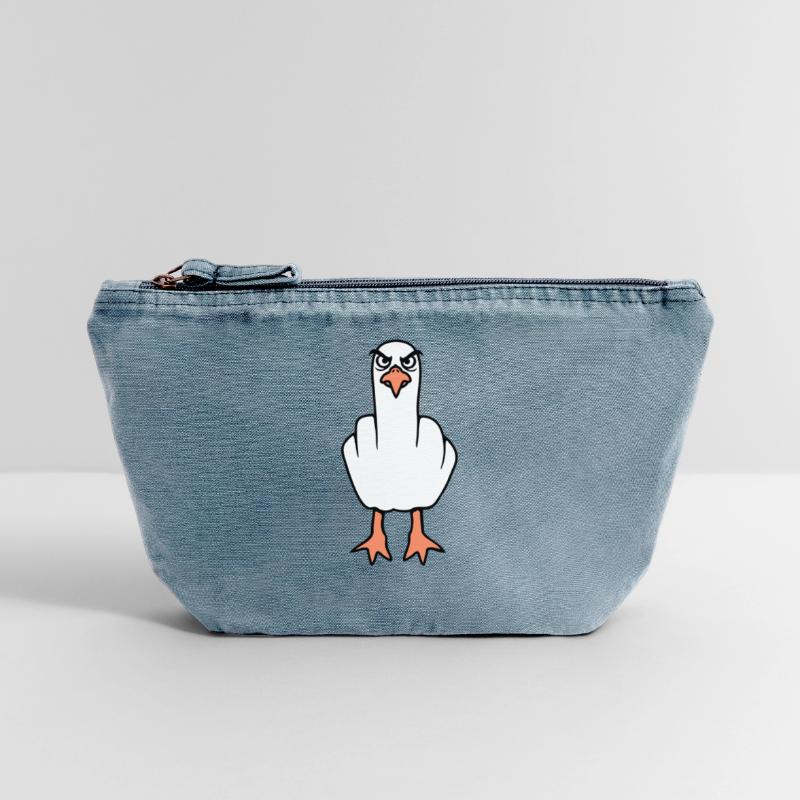 Möwe Mittelfinger Beleidigung Stinkefinger frech Vintage Reißverschluss-Täschchen (18 x 21 cm)