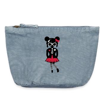 Fille en look anime gothique avec des lunettes de soleil - Pochette zippée vintage 18 x 21 cm - vintage light blue - Devant