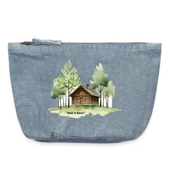 Retour aux bases : une cabane en forêt - Pochette zippée vintage 18 x 21 cm - vintage light blue - Devant