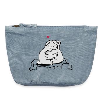 Zwei verliebte Eisbären - Vintage Reißverschluss-Täschchen (18 x 21 cm) - vintage light blue - Vorne