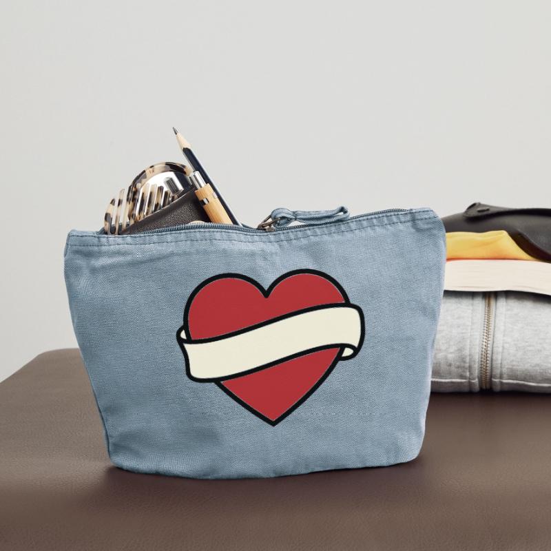 Tattoo Heart Banner Scroll Vector Vintage Zip Pouch 18 x 21 cm