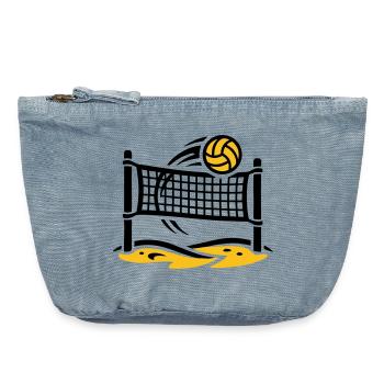 Filet de beach-volley-ball Tournoi du club de sports de plage - Pochette zippée vintage 18 x 21 cm - vintage light blue - Devant