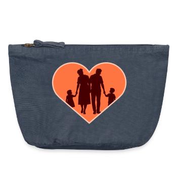 Silhouette familiale Chers enfants Parents Maman Papa - Pochette zippée vintage 18 x 21 cm - vintage bleu jeans - Devant