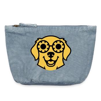 Labrador Flower Glasses Peace Comic - Vintage Zip Pouch 18 x 21 cm - vintage light blue - Front