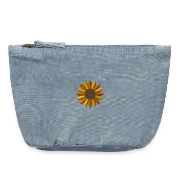 Sunflower embroidered - Vintage Zip Pouch 18 x 21 cm - vintage light blue - Front