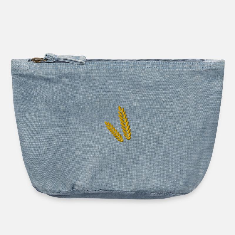 Grain brodé - Pochette zippée vintage 18 x 21 cm - vintage light blue
