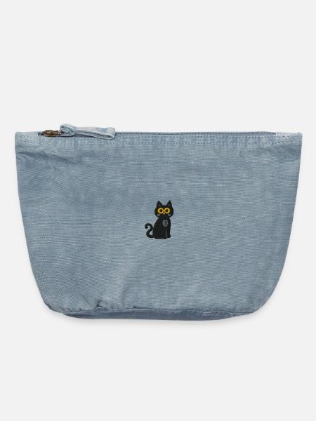 Katze - Vintage Reißverschluss-Täschchen (18 x 21 cm) - vintage light blue