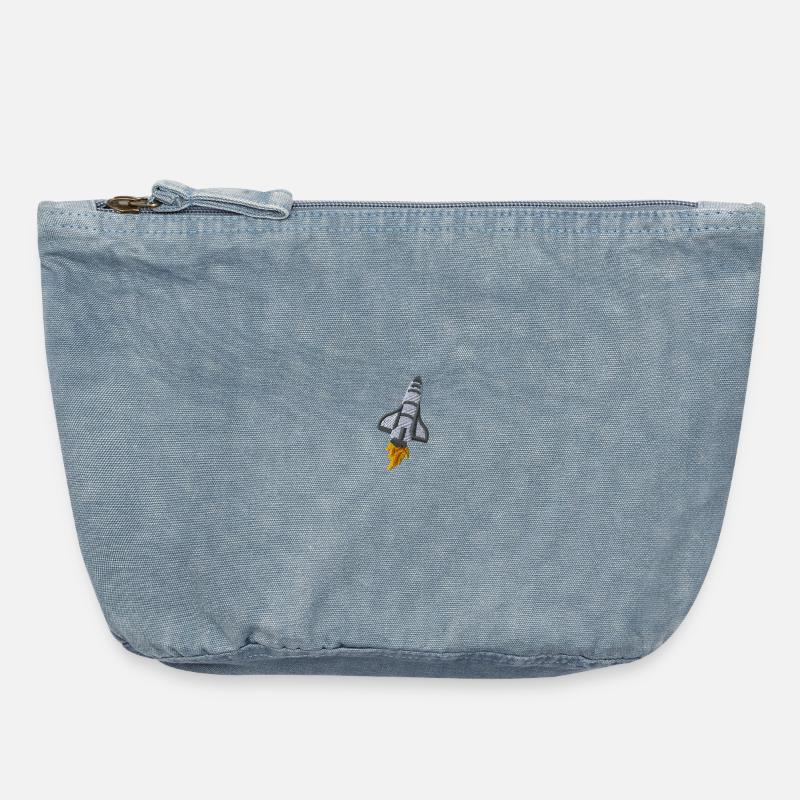 Navette spatiale - Pochette zippée vintage 18 x 21 cm - vintage light blue