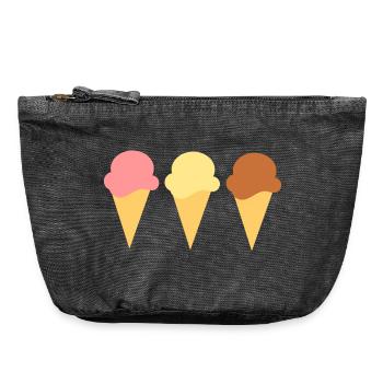 Eis Eiscreme Erdbeereis Vanilleeis Schokoeis - Vintage Reißverschluss-Täschchen (18 x 21 cm) - Vintage Schwarz - Vorne