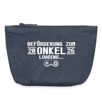 Werdender Onkel 2026 loading - Patenonkel - Vintage Reißverschluss-Täschchen (18 x 21 cm) - Vintage Denim - Vorne