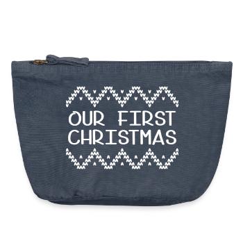 Notre premier Noël - Pochette zippée vintage 18 x 21 cm - vintage bleu jeans - Devant