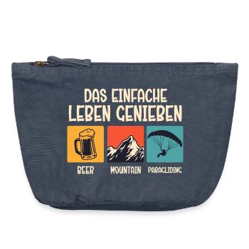 Paraglider ENJOY THE SIMPLE LIFE Funny - Vintage Zip Pouch 18 x 21 cm - vintage denim - Front