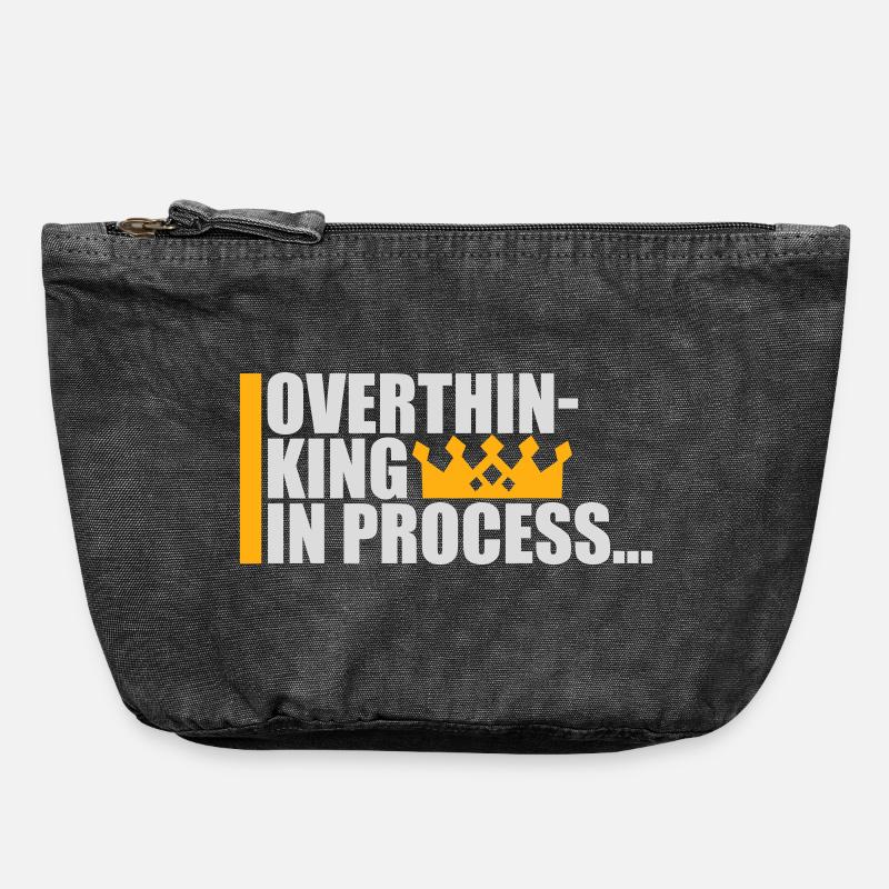 Overthinking In Process Funny Brooding Saying Logo - Vintage Zip Pouch 18 x 21 cm - vintage black