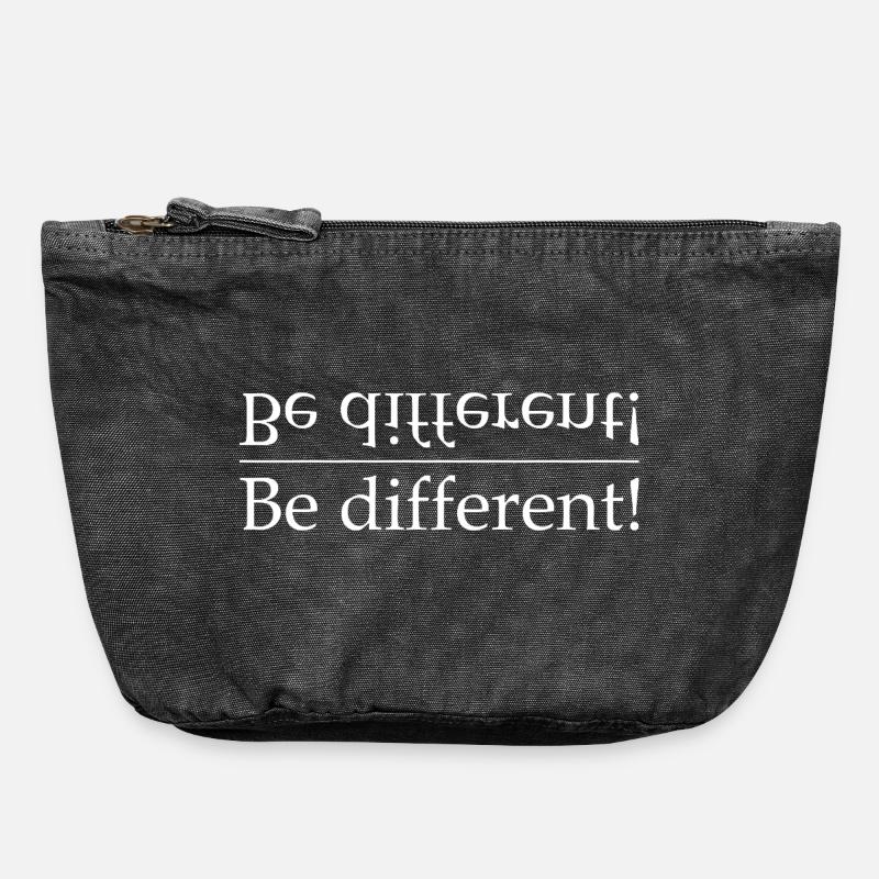 Be different contrast typography - Vintage Zip Pouch 18 x 21 cm - vintage black