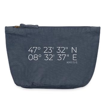 Coordonnées Arrondissement 6 Oberstrass Unterstrass Zurich - Pochette zippée vintage 18 x 21 cm - vintage bleu jeans - Devant