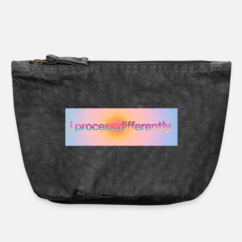 Je traite différemment - Pochette zippée vintage 18 x 21 cm - noir vintage