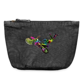 Farbiger Motocrosser - Vintage Reißverschluss-Täschchen (18 x 21 cm) - Vintage Schwarz - Vorne