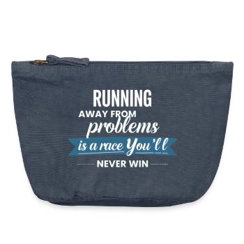 Fleeing from problems is not a solution - Vintage Zip Pouch 18 x 21 cm - vintage denim - Front