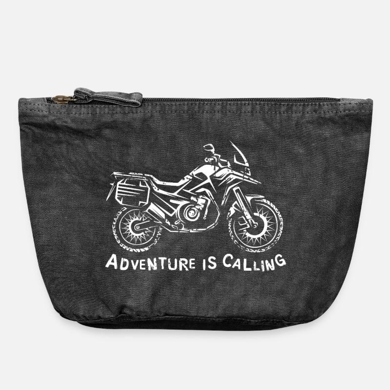 Adventure is Calling – Motorcycle Graphics - Vintage Zip Pouch 18 x 21 cm - vintage black