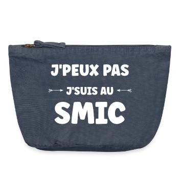 J'peux pas j'suis au SMIC - Pochette zippée vintage 18 x 21 cm - vintage bleu jeans - Devant