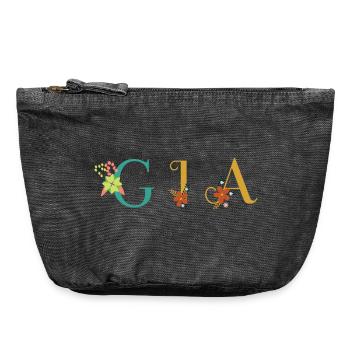 GIA Name Art With Flowers Embroidered - Vintage Zip Pouch 18 x 21 cm - vintage black - Front